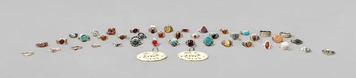 Uniek Lot Vintage Zilveren Ringen met Edelstenen, Bijoux, Sacs & Beauté, Bagues, Noir, Argent, Enlèvement ou Envoi