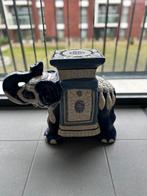Vintage Keramiek Olifant Plantentafel Blauw Creme, Ophalen