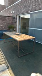 Buitentafel staal en stijgerhout, Tuin en Terras, Ophalen of Verzenden, Zo goed als nieuw