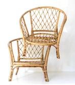 2 vintage Bamboe stoelen - Seventies Boho chairs, Ophalen, Huis en Inrichting