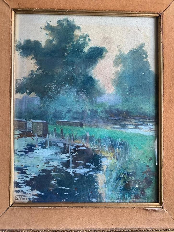 Aquarel tekening Genck 1921 door Stanislas Warnie, Antiek en Kunst, Kunst | Schilderijen | Abstract, Ophalen