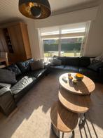 Lederen zwarte zetels, Maison & Meubles, Canapés | Coins salons complets, Enlèvement, Utilisé, Cuir