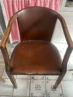 Fauteuil ancien bois massif et cuir, Antiek en Kunst, Ophalen