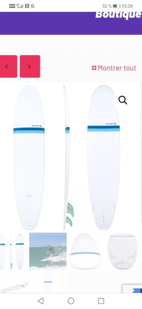 Planche surf 8.2 époxy, Sports nautiques & Bateaux, Planche à voile, Utilisé, Planche, 250 à 300 cm, Avec aileron(s), Avec sac de transport
