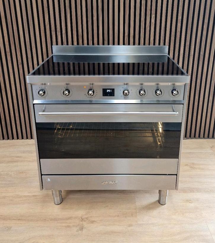 Luxe Rvs Smeg INDUCTIE Fornuis 90 cm (Gratis bezorgen), Elektronische apparatuur, Vaatwasmachines, Zo goed als nieuw, Ophalen of Verzenden