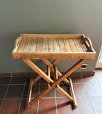 Teak bijzettafeltje met afneembaar dienblad, Ophalen, Gebruikt, Rechthoekig, Teakhout