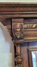 Antieke handgesneden houten spiegel, Antiek en Kunst, Ophalen