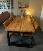 Industriële Eetkamerstoel Cognac Kunstleer Met Armleuningen, Huis en Inrichting, Stoelen, Ophalen, Gebruikt, Bruin, Vijf, Zes of meer stoelen