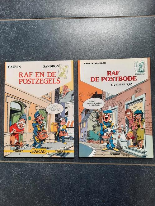 2 x  Cauvin  Raf de postbode  Raf en de postzegels  Tegek 7, Boeken, Stripverhalen, Gelezen, Meerdere stripboeken, Ophalen of Verzenden