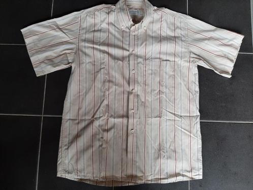 Marena beige hemd met rode en blauwe lijnen met korte mouwen, Kleding | Heren, Overhemden, Gedragen, Halswijdte 39/40 (M), Beige