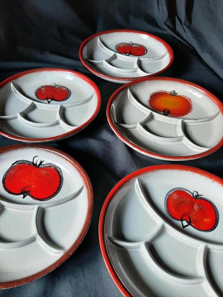 5 zeldzame vintage keramieken borden Carstens W.-Germany, Antiek en Kunst, Curiosa en Brocante, Ophalen of Verzenden