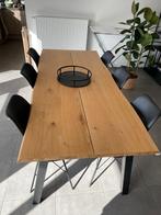 Eiken tafel + zes stoelen, Huis en Inrichting, Complete eetkamers, 4 tot 6 stoelen, Gebruikt, Ophalen of Verzenden