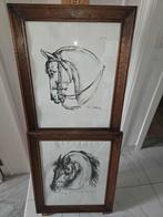 Bel ensemble d'études équestres anciennes dans des cadres en, Enlèvement ou Envoi