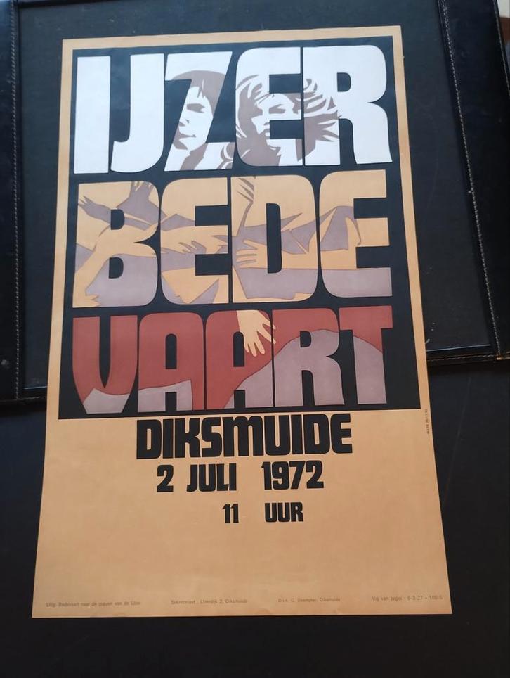 ijzer bedevaart affiche 1972. mark peeters 57,5 op 36 cm, Verzamelen, Posters, Ophalen of Verzenden
