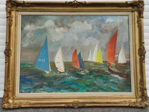 huile sur toile voilier signe m vivier, Antiquités & Art, Art | Peinture | Classique, Enlèvement ou Envoi