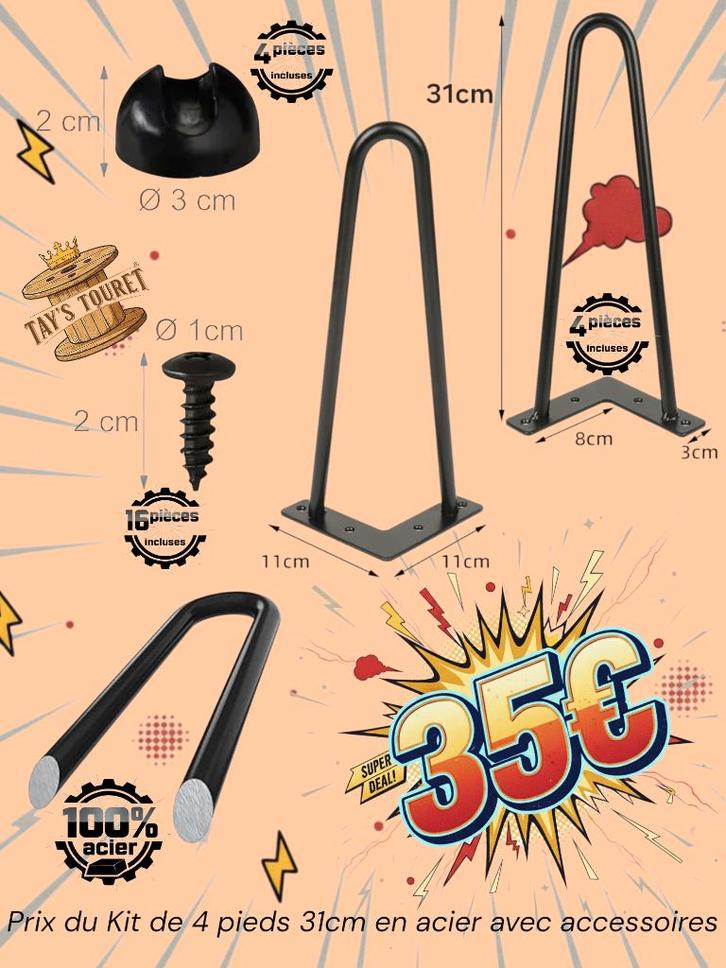 💥Pieds de table en acier💥, Maison & Meubles, Maison & Meubles | Autre, Neuf, Enlèvement