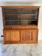 Teak vitrinekast schuifdeuren zwart metaal, Huis en Inrichting, Ophalen of Verzenden, Zo goed als nieuw, Metaal