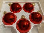 5 Glazen Kerstballen in Rood 6 cm, Diversen, Ophalen of Verzenden, Zo goed als nieuw