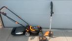 Grasmaaier + trimmer + 2 accu’s + oplader, Ophalen, Gebruikt