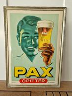 bier reclamebord Pax Opitter uit 1962, Verzamelen, Biermerken, Ophalen of Verzenden, Gebruikt, Reclamebord, Plaat of Schild, Overige merken