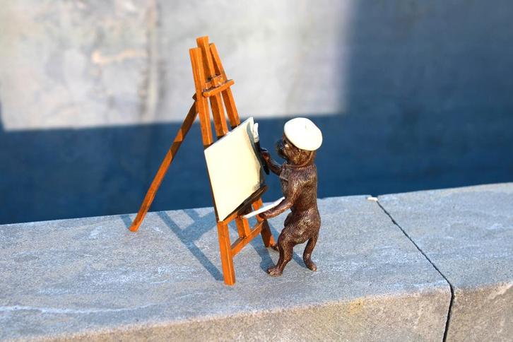bronzen beeld van een schildershond. BERGMANN, Antiek en Kunst, Antiek | Brons en Koper, Brons, Ophalen of Verzenden
