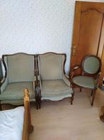 2 bergères et 1 chaise avec accoudoirs, Antiek en Kunst, Antiek | Meubels | Stoelen en Sofa's, Ophalen