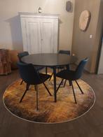 Ronde zware,eiken tafel met stoelen, Huis en Inrichting, Ophalen