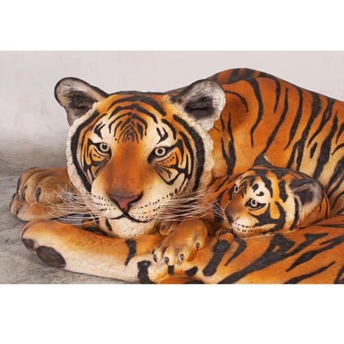 Tijger 126 cm - tijgerbeeld met welp, Verzamelen, Dierenverzamelingen, Nieuw, Ophalen