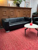 Zwart lederen 3-zit zetel, Huis en Inrichting, Zetels | Zetels, Ophalen, Driepersoons, Zo goed als nieuw, Rechte bank