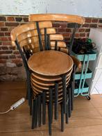 8 houten/metalen stoelen, Vijf, Zes of meer stoelen, Metaal, Gebruikt, Bruin