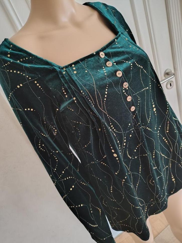 vintage getinte blouse, Kleding | Dames, Blouses en Tunieken, Groen, Verzenden