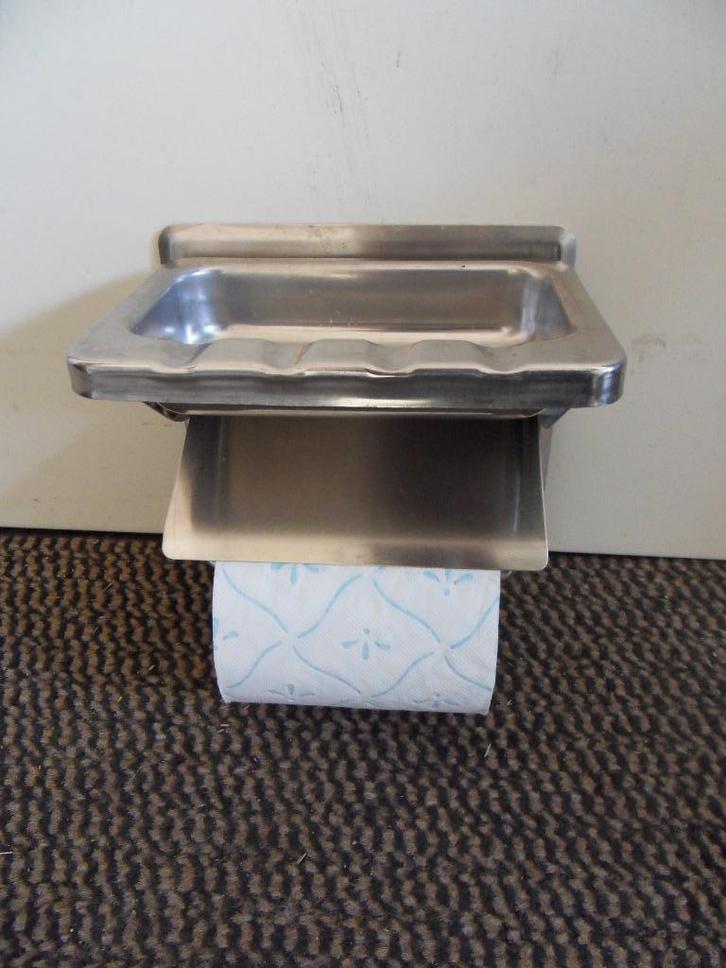 Retro WC-rol houder met asbak, Huis en Inrichting, Badkamer | Badtextiel en Accessoires, Zo goed als nieuw, Overige typen, Grijs