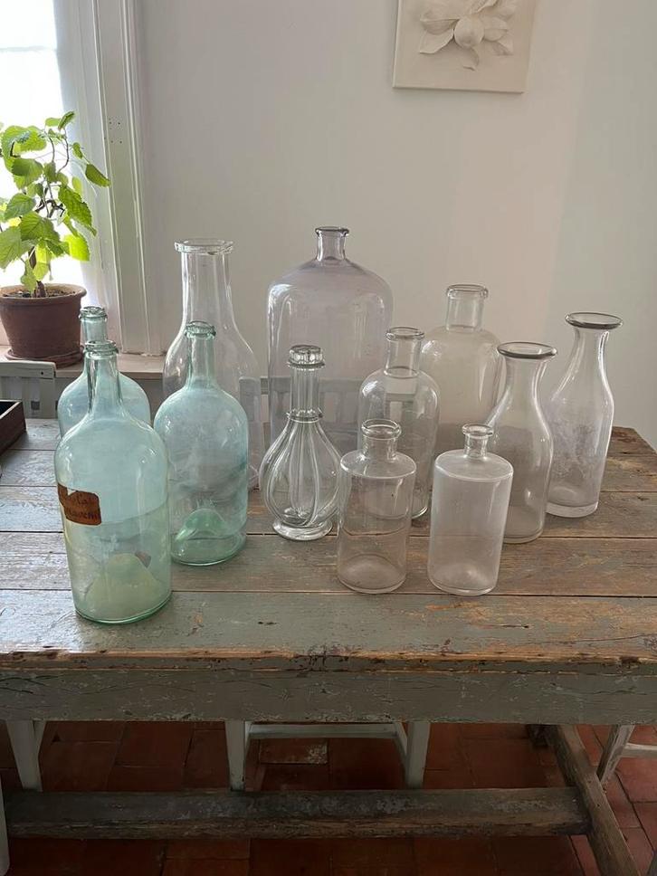 ANTIEK GLAS FLESSEN FRANKRIJK GROEN VEEL KEUZE!, Antiek en Kunst, Antiek | Glaswerk en Kristal, Ophalen of Verzenden