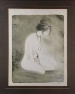 Belle lithographie d’une jeune femme nue, Édition d’artiste