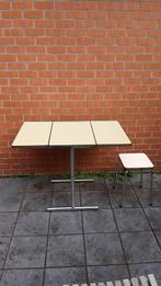 plooitafel formica vintage geel (luxe model)+ krukje formica, Ophalen, Luxe vintage jaren 60, Rechthoekig, Metaal