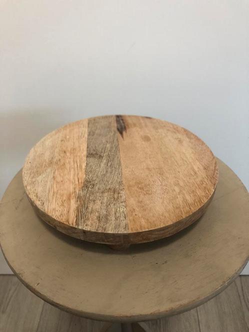 Hout • plank • decoratie • bloem • aperitief, Huis en Inrichting, Woonaccessoires | Dienbladen, Zo goed als nieuw, Hout, Rond
