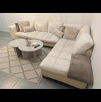 Grote L-zetel in leer – zeer ruim & comfortabel, Ophalen, Gebruikt, Leer