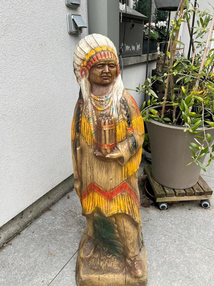 Vintage sigarenreclame beeld Cogétama – Indiaan, Antiek en Kunst, Kunst | Beelden en Houtsnijwerken, Ophalen