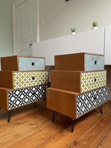 Retro nachtkastjes met modern tintje – set van 2 beschikbaar voor biedingen