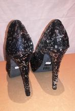 107B* H&M jolis escarpins noirs et argent (40), H&M, Escarpins, Comme neuf, Noir