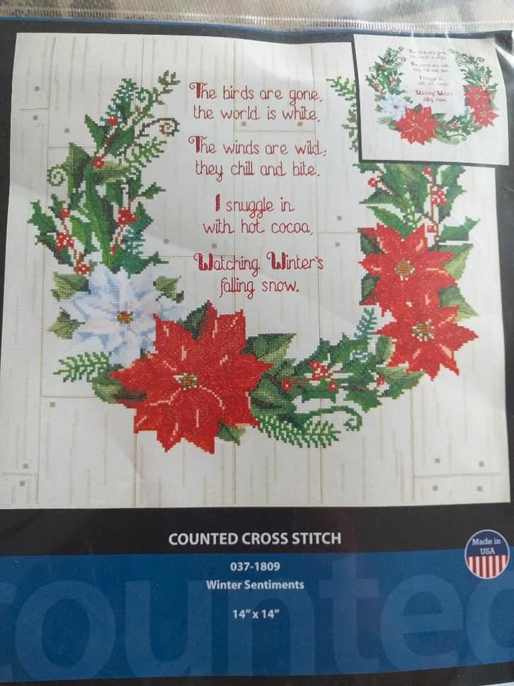 Borduurpakket Winter Sentiments van Janlynn, Hobby & Loisirs créatifs, Broderie & Machines à broder, Neuf, Set à broder, Envoi