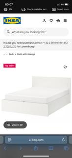 Malm tweepersoonsbed Ikea 180*200, Huis en Inrichting, Slaapkamer | Bedden, Ophalen, Zo goed als nieuw, Wit