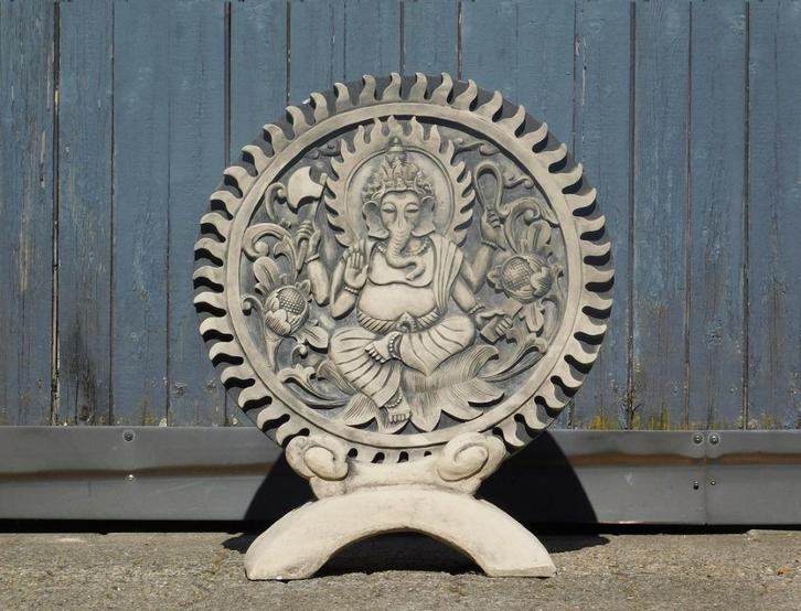 Ornament Ganesha - vol steen - grijs met zwart, Antiek en Kunst, Curiosa en Brocante, Ophalen of Verzenden