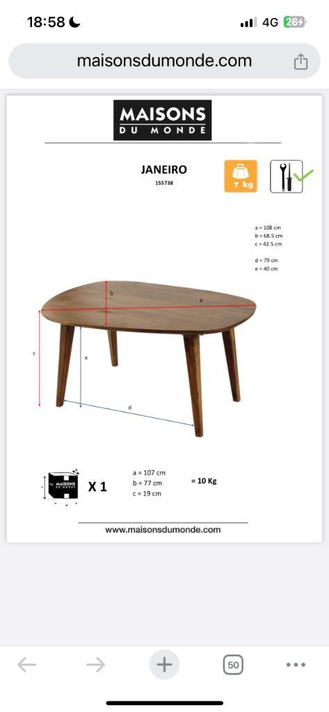 Table basse de salon en bois de manguier teintè, Maison & Meubles, Tables | Tables de salon, Comme neuf, Moins de 50 cm, 100 à 150 cm