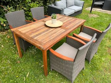 Teak tuintafel en stoelen - levering mogelijk, Tuin en Terras, Ophalen, Zo goed als nieuw