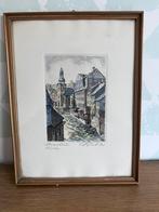 Monschau Kirche - mooie gekleurde ets, Antiek en Kunst, Kunst | Litho's en Zeefdrukken, Ophalen of Verzenden