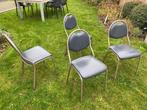 4 metalen stoelen, Ophalen, Gebruikt, Vier, Metaal