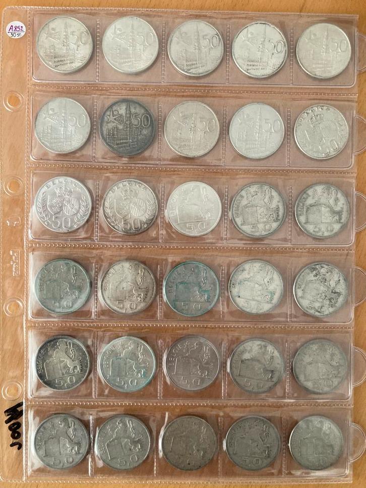 30 munten van 50fr Belgie TE KOOP ONDER  ZILVERPRIJS !!, Postzegels en Munten, Munten en Bankbiljetten | Verzamelingen, Munten