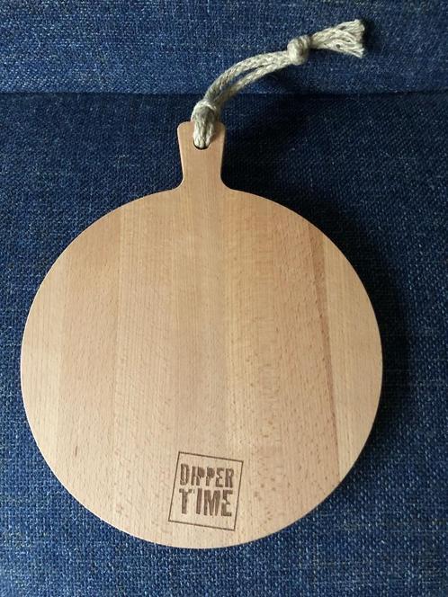 Houten serveerplank rond dipper time 30 cm hout borrelplank, Huis en Inrichting, Keuken | Potten en Pannen, Nieuw, Ophalen of Verzenden