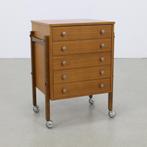 Vintage Ladekastje/Nachtkastje op Wielen, 1960s, Huis en Inrichting, Ophalen, Gebruikt, 5 laden of meer, Mid-Century Modern, Vintage, Design, Scandinavisch, Deens
